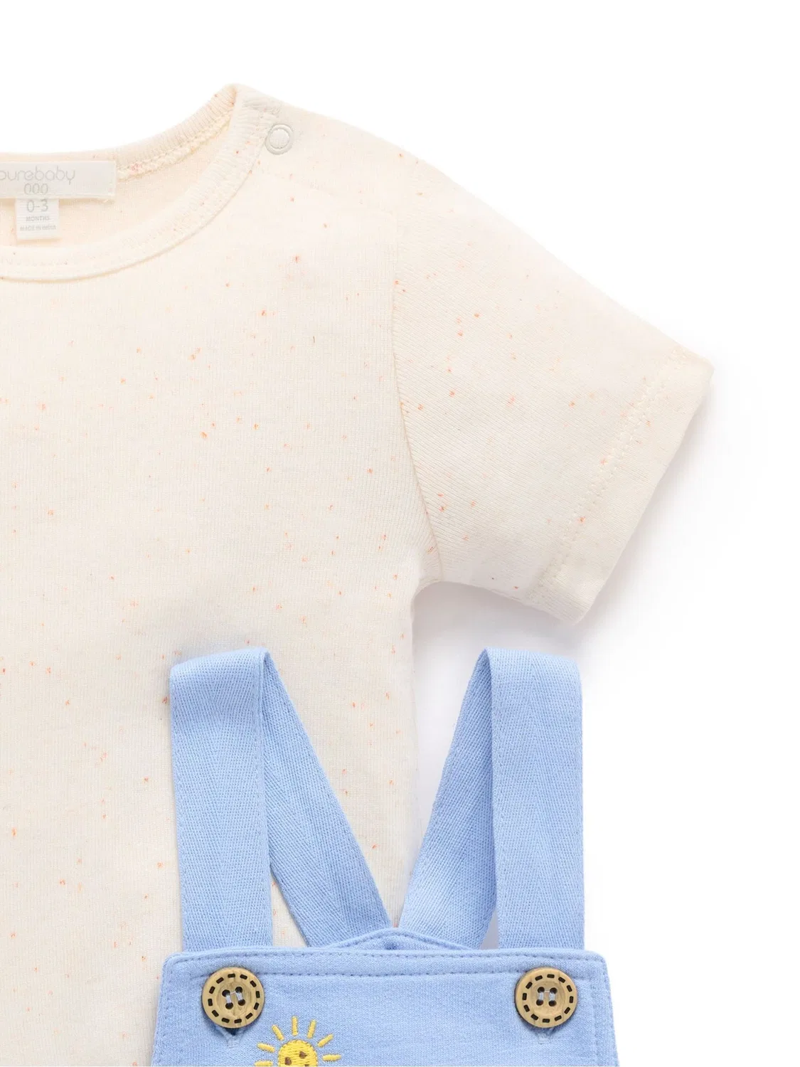 Комплект из комбинезона и футболки Sunshine Dungaree Set Purebaby, голубой — фото 3
