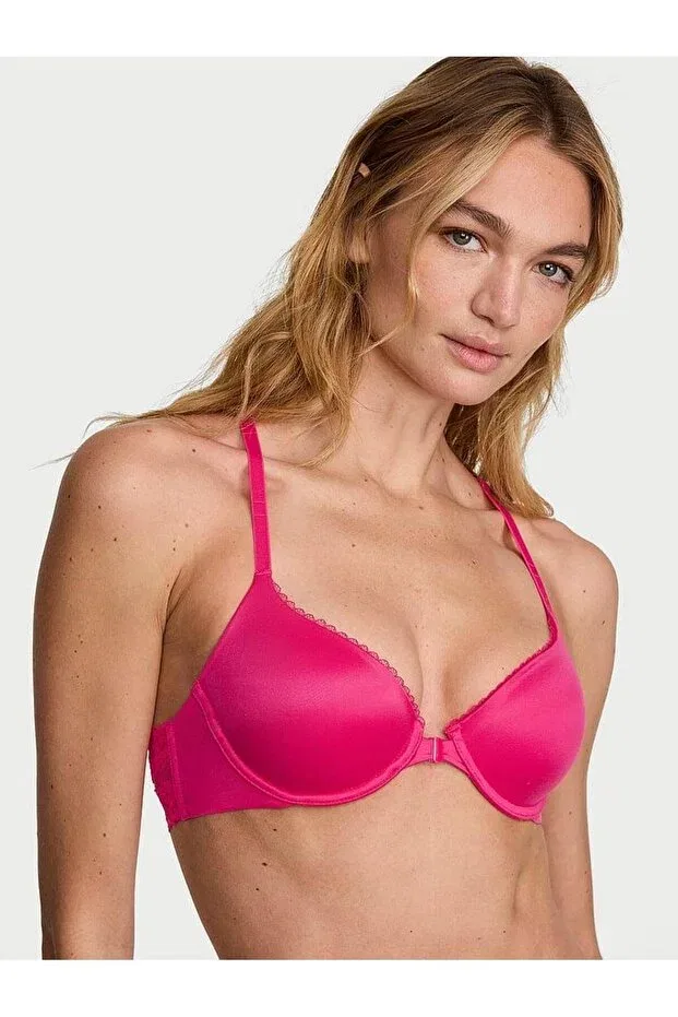 Женский бюстгальтер с кружевом Lightweight Padding Support Racerback Demi Bra Victoria'S Secret, Hot Pink