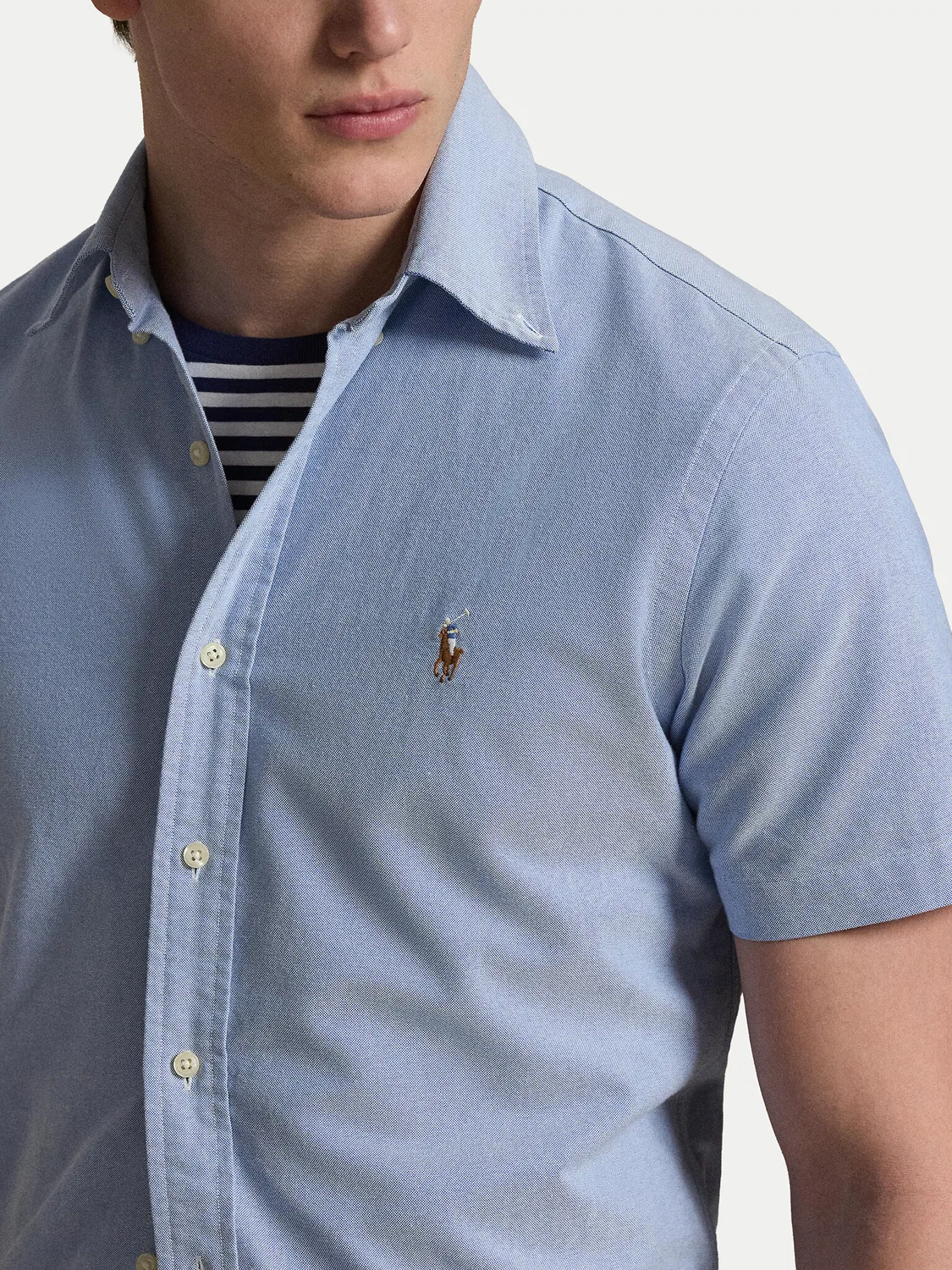 Мужская рубашка небесно-голубая приталенного кроя Polo Ralph Lauren, голубой — фото 4