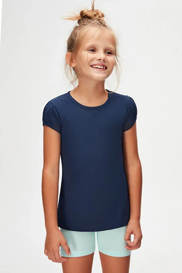 Детская футболка для девочек с коротким рукавом Basics Lovetti, Navy — фото 3