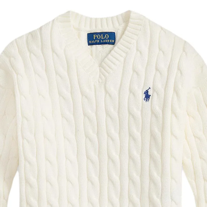 Детский свитер с воротником Polo Ralph Lauren, Deck White — фото 4