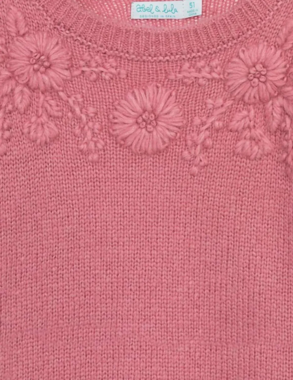 Детский свитер для девочек с длинным рукавом и цветочной вышивкой Floral Embroidered Abel & Lula, Blush — фото 4