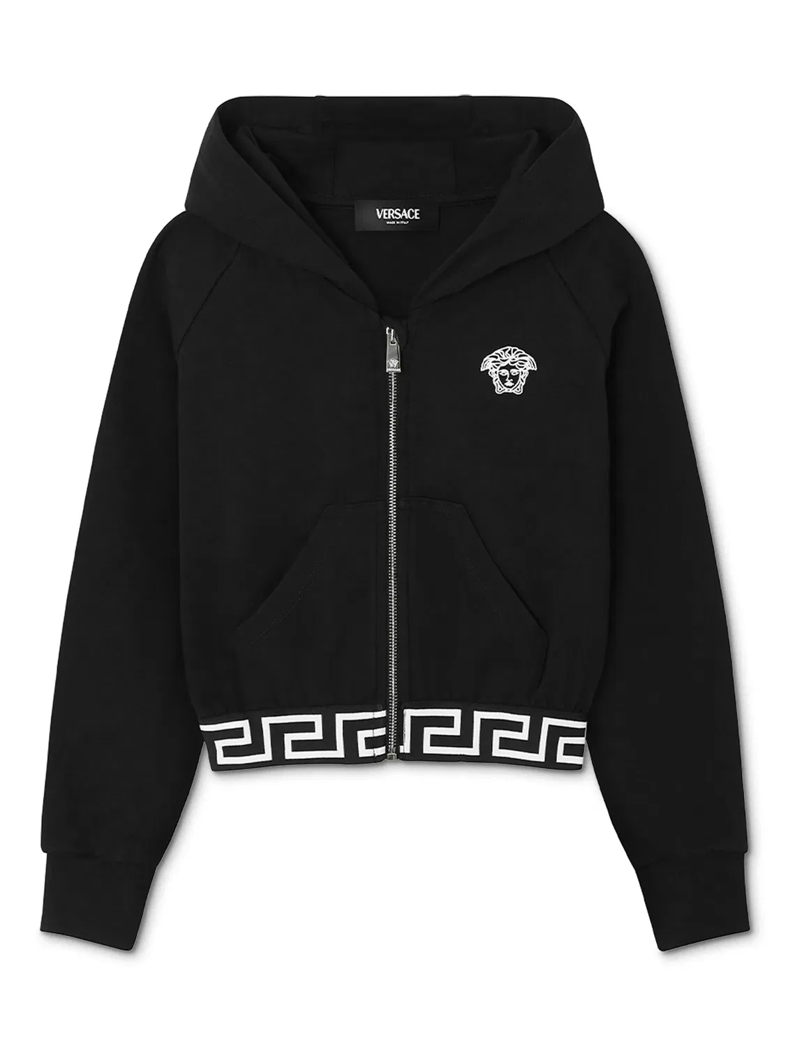 Худи с молнией Greca Versace, черный