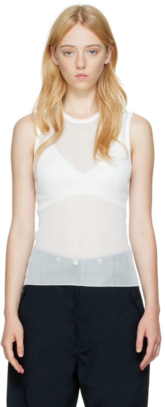 

Майка Off-White в рубчик Dion Lee, Белый, Майка Off-White в рубчик Dion Lee