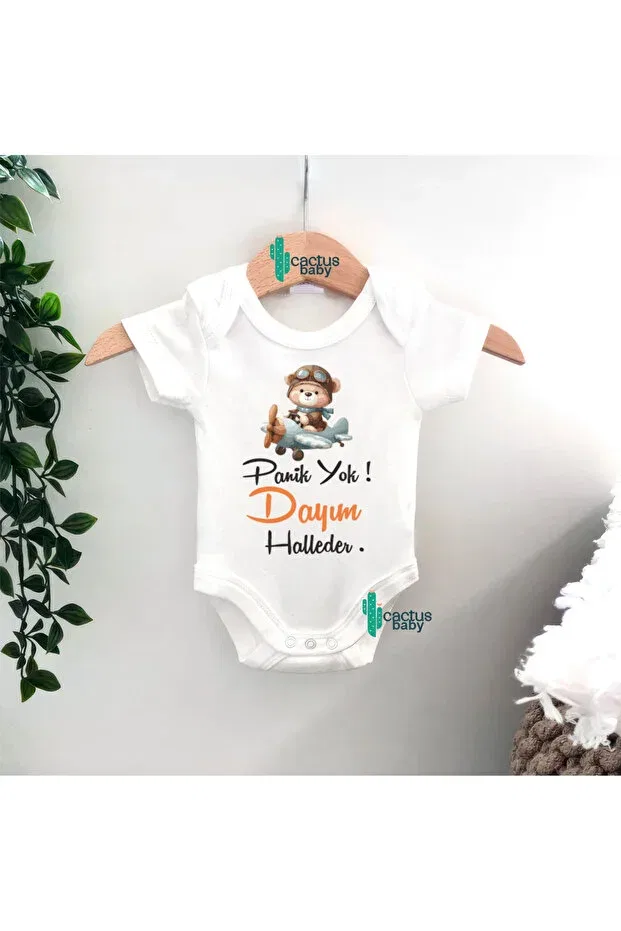 Детское боди для новорожденных с принтом Amca dayi abi̇ dede eni̇şte written no panic printed baby bodysuit Cactus Collection, Dayi