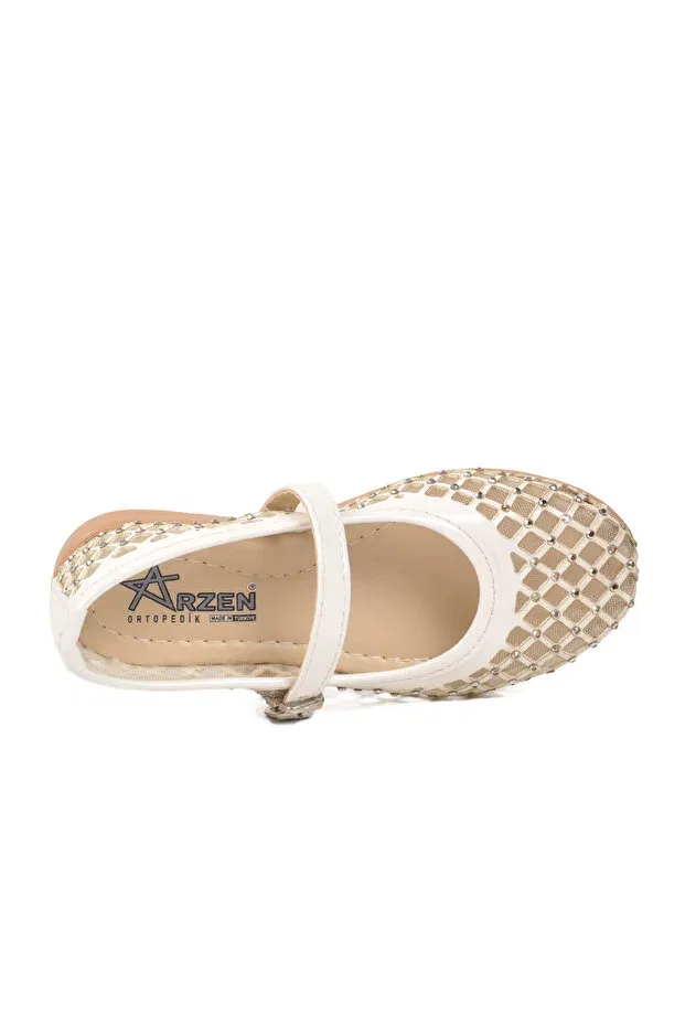 Детские балетки для девочек из лаковой кожи Arzen, White Patent Leather — фото 4