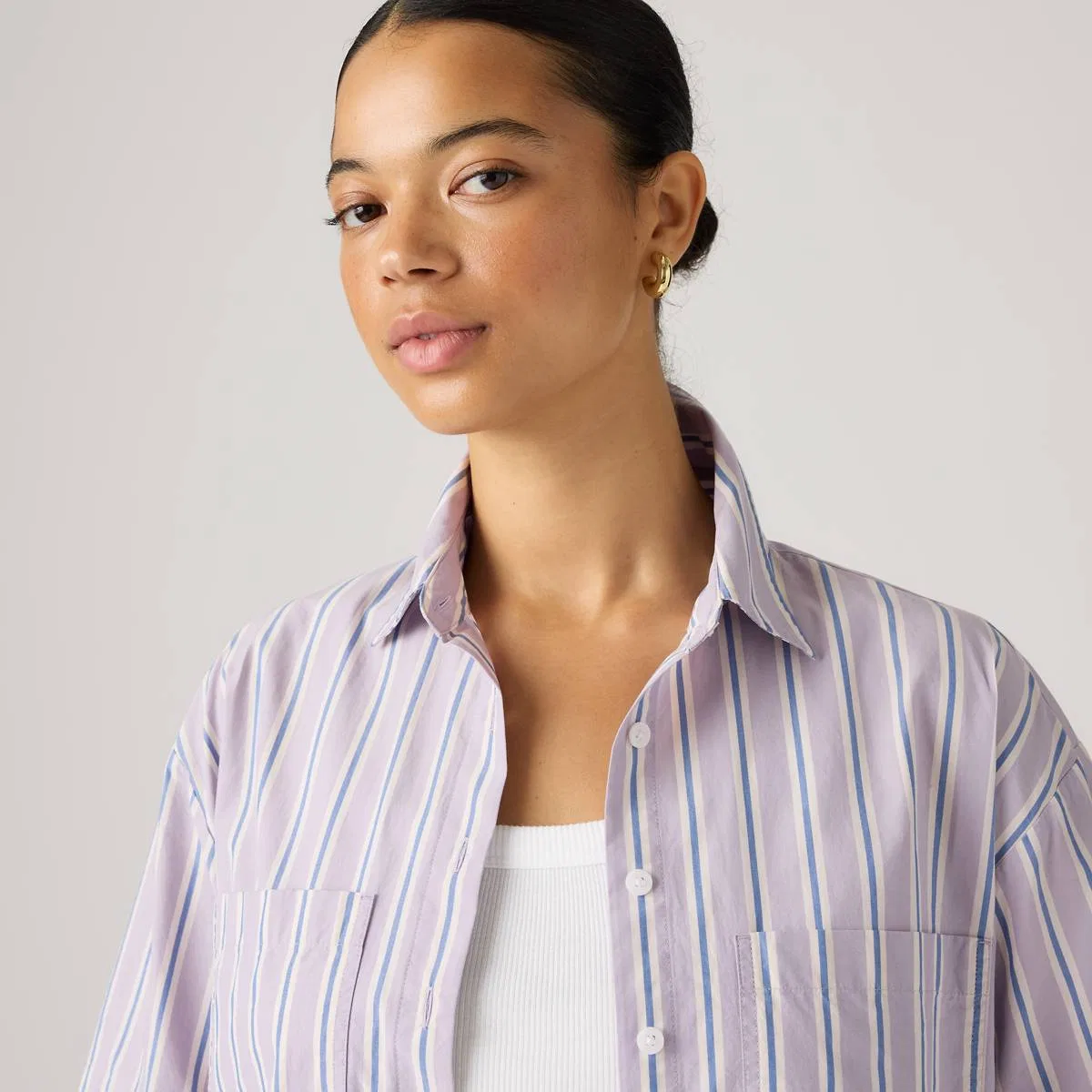 Укороченная рубашка с коротким рукавом и пуговицами Harlie Levi's, Costanza Stripe Wisteria - Multi-Color — фото 2