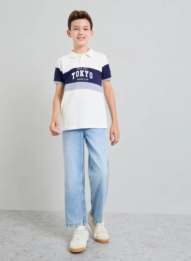 Styli Футболка поло с принтом и надписью для мальчиков, navy blue — фото 2