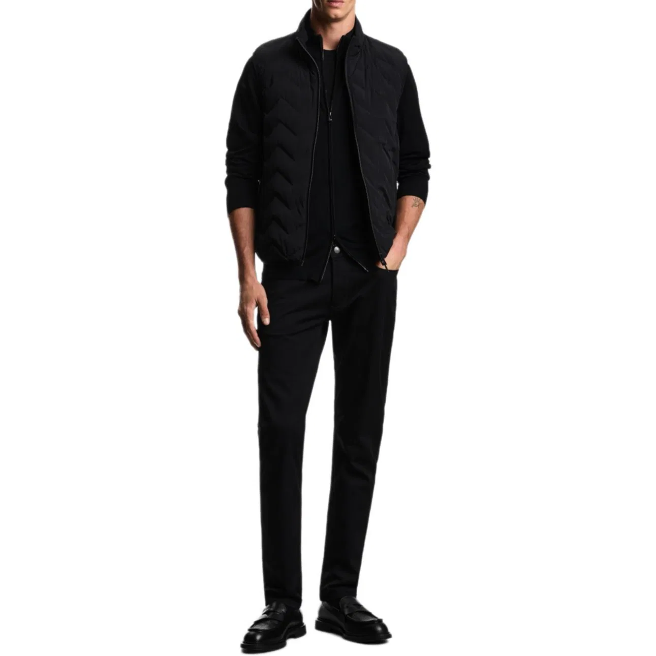 Мужской жилет стеганый нейлоновый без рукавов Emporio Armani, Black — фото 4
