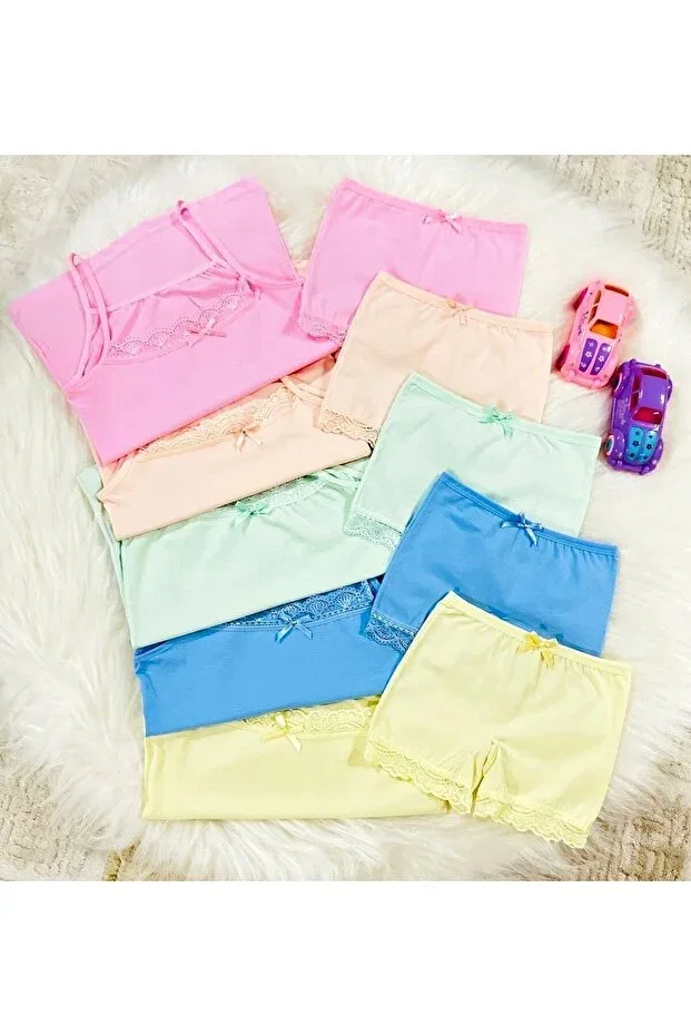 Детский комплект нижнего белья для девочек хлопковый Lace 100% cotton athlete boxer set for girls Swella, Multiple Colors — фото 3