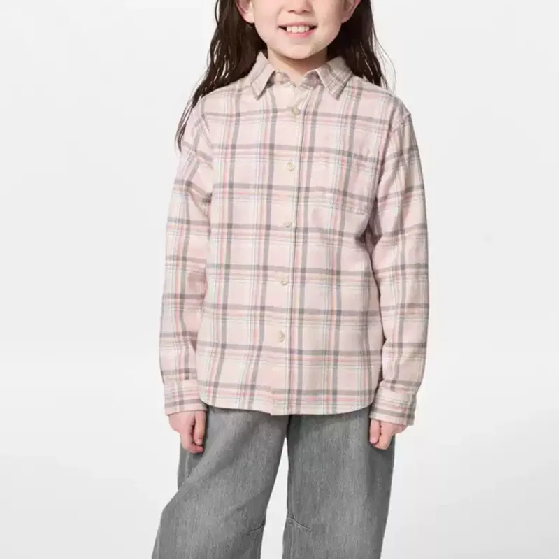 Детская рубашка с круглым вырезом UNIQLO, 10 Pastel Pink — фото 4