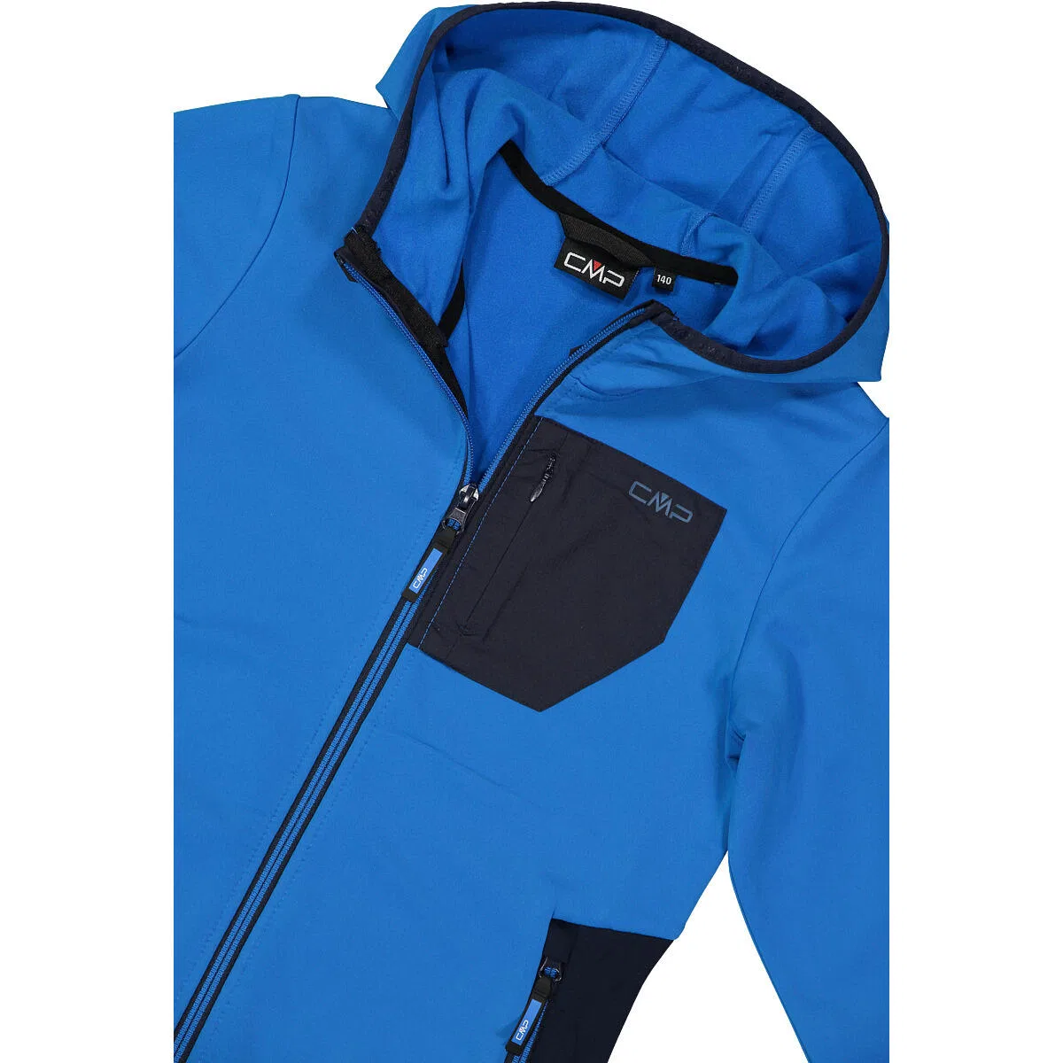 Детская флисовая куртка для мальчиков с капюшоном Kid Jacket Fix Hood Cmp, Цвет Konigsblau / Schwarz / Mediterranes Blau — фото 4