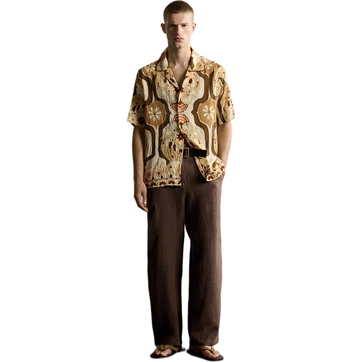 Мужская рубашка с лацканами прямого кроя Multicolor ZARA, Multicolor — фото 4