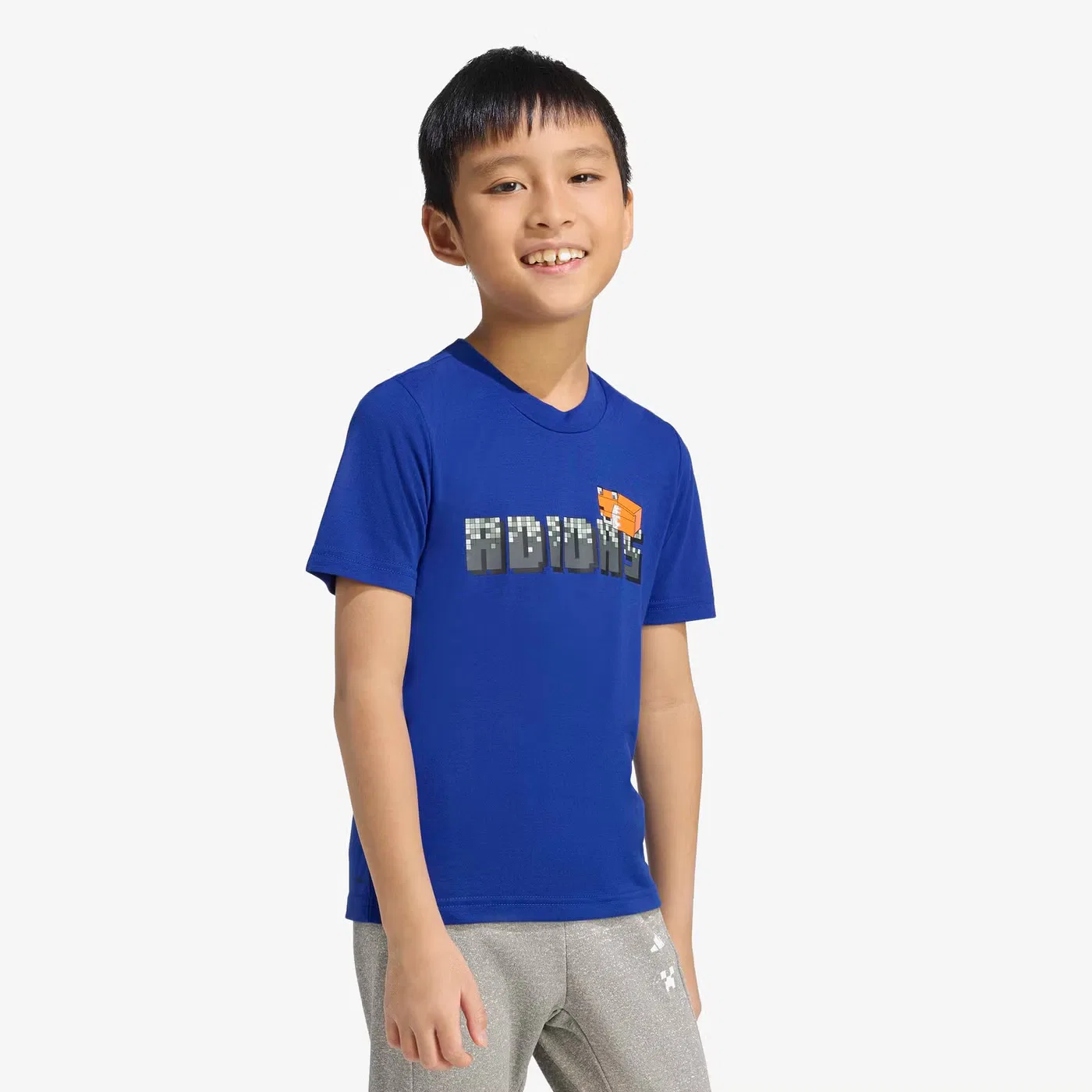 Футболка тренировочная с принтом Minecraft Adidas, синяя — фото 2