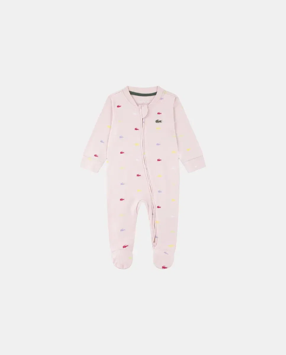 Детский комбинезон для девочек с принтом Mono con patucos y estampado integral de cocodrilo unisex Lacoste, Rosa