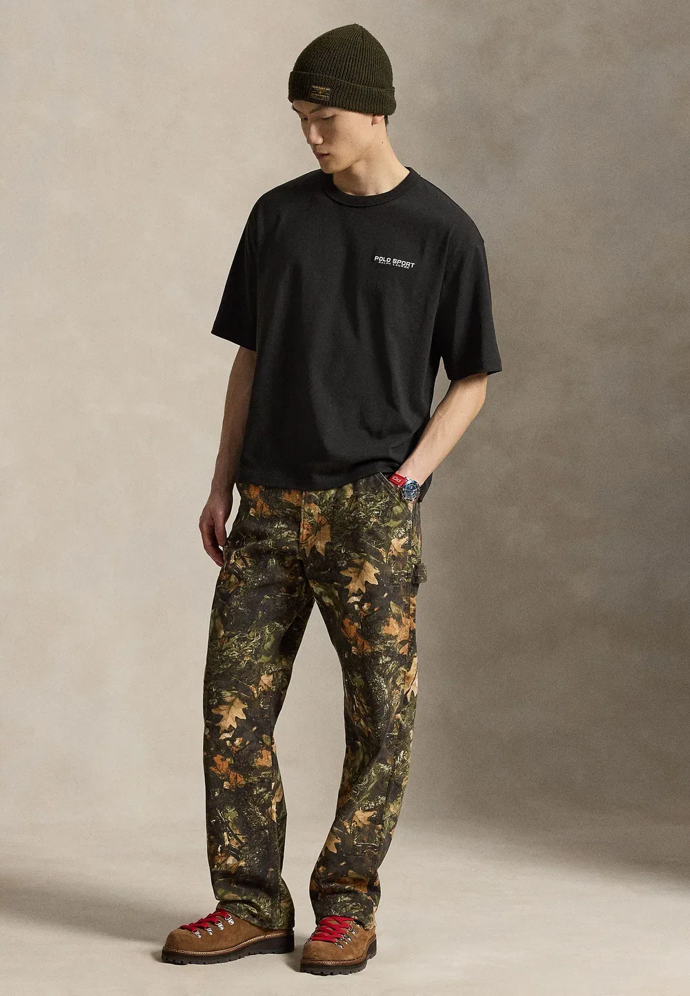 Футболка-Поло свободного кроя, унисекс, с принтом Polo Ralph Lauren, Black Boot — фото 2