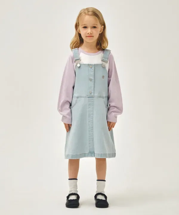 Джинсовый сарафан-юбка A-line, детский, Marithé Kids, светло-голубой