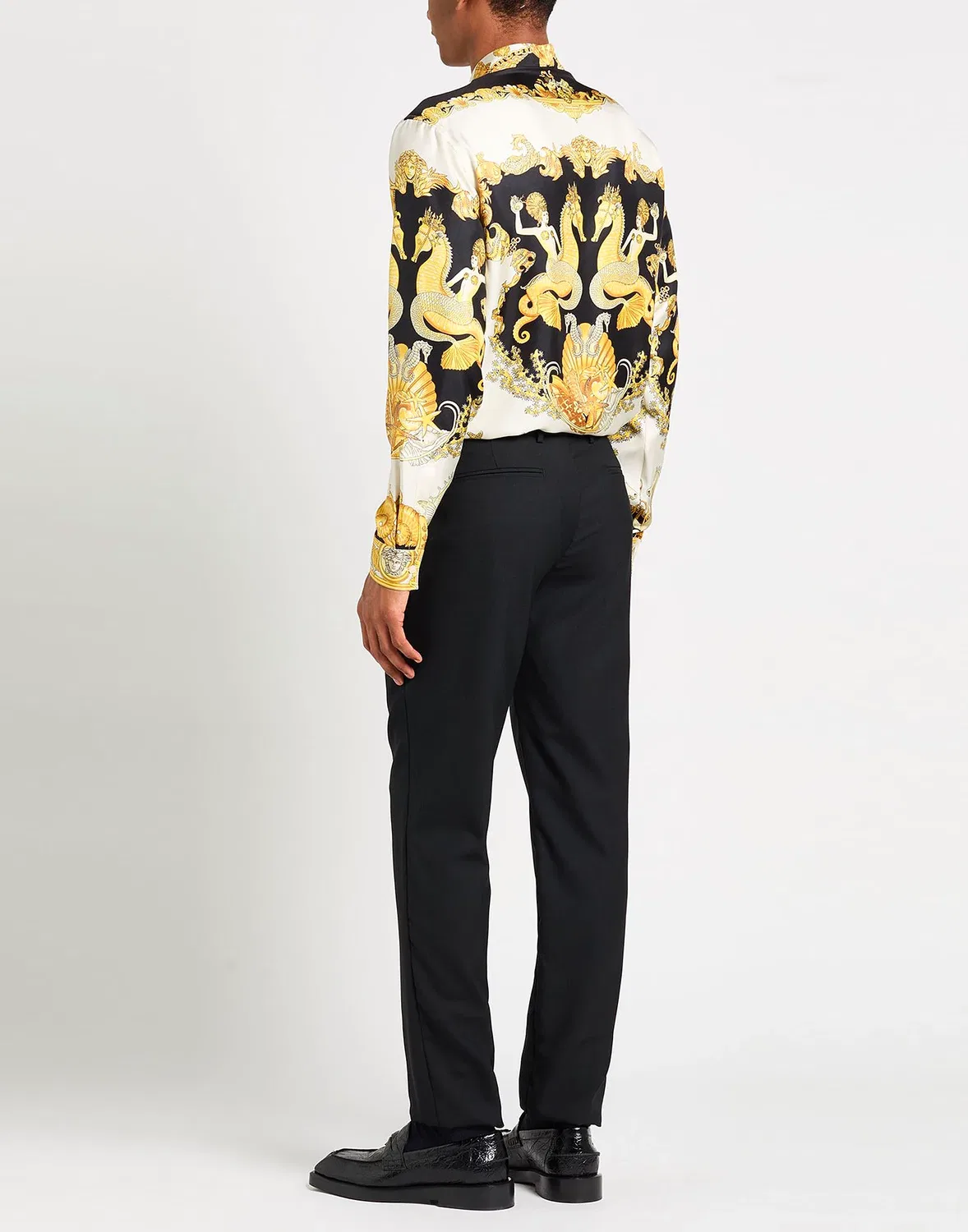 Мужские классические брюки из шерсти Versace, черный — фото 3
