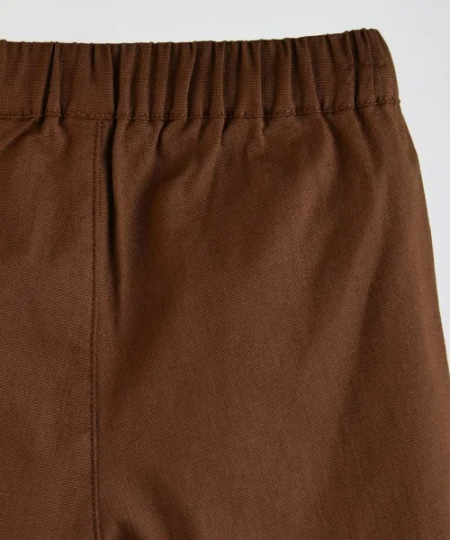 Детские шорты свободного кроя из хлопка с моделью Cotton Rayon Natural Short Pants moimoln, Brown — фото 4