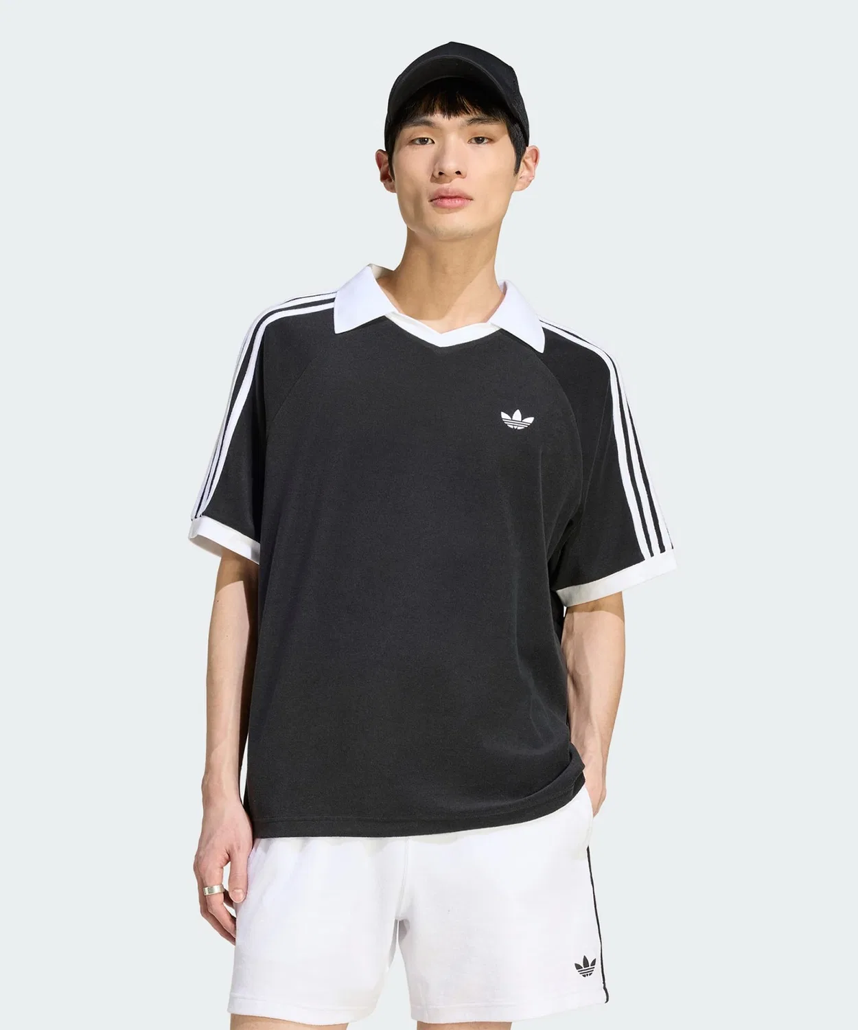 Женский поло-пике из футера с принтом Adidas Originals, Black