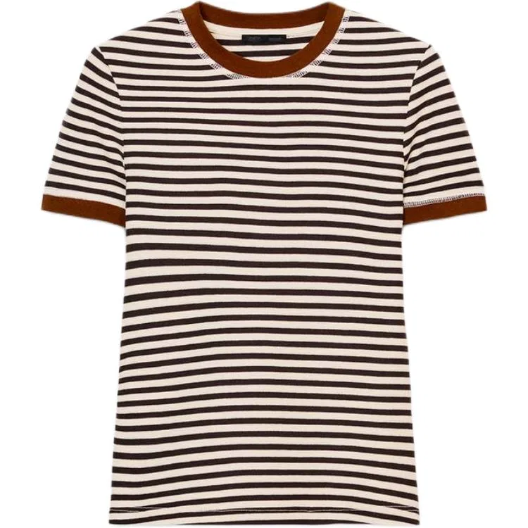 Женская футболка с полосками и круглым вырезом ZARA, Stripes