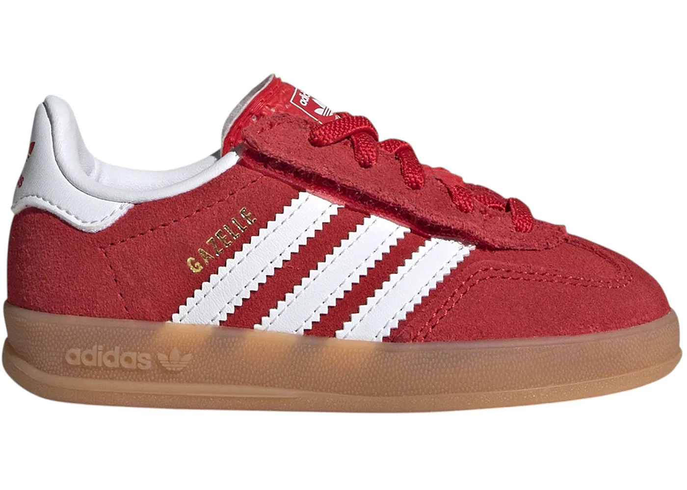 Детские кроссовки Lifestyle с удобной застежкой Adidas Gazelle Indoor Comfort Closure, Better Scarlet Cloud White Gum
