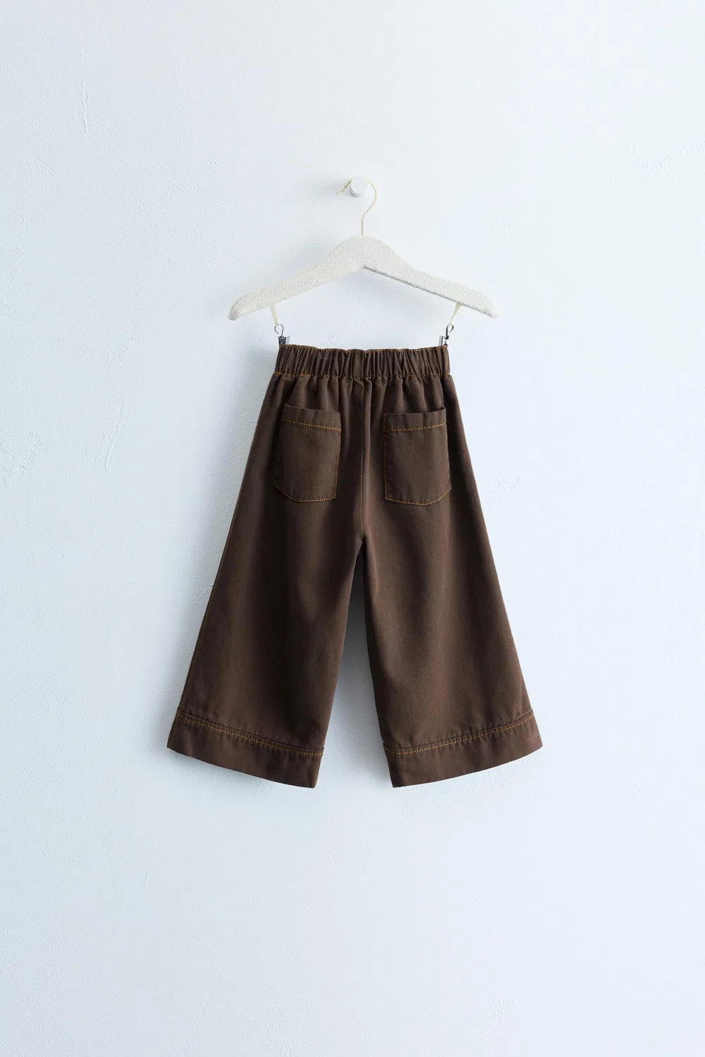 ZARA TIMELESS - Широкие брюки из канваса с контрастной строчкой, Brown — фото 2