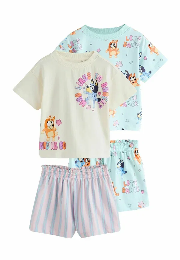 Пижамный комплект, хлопок, Regular fit - bluey short pyjamas 2 pack set, Next, Ecru, экрю