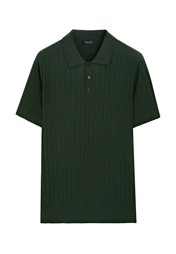 Футболка поло хлопок и ацетат Massimo Dutti, green, зеленый — фото 4