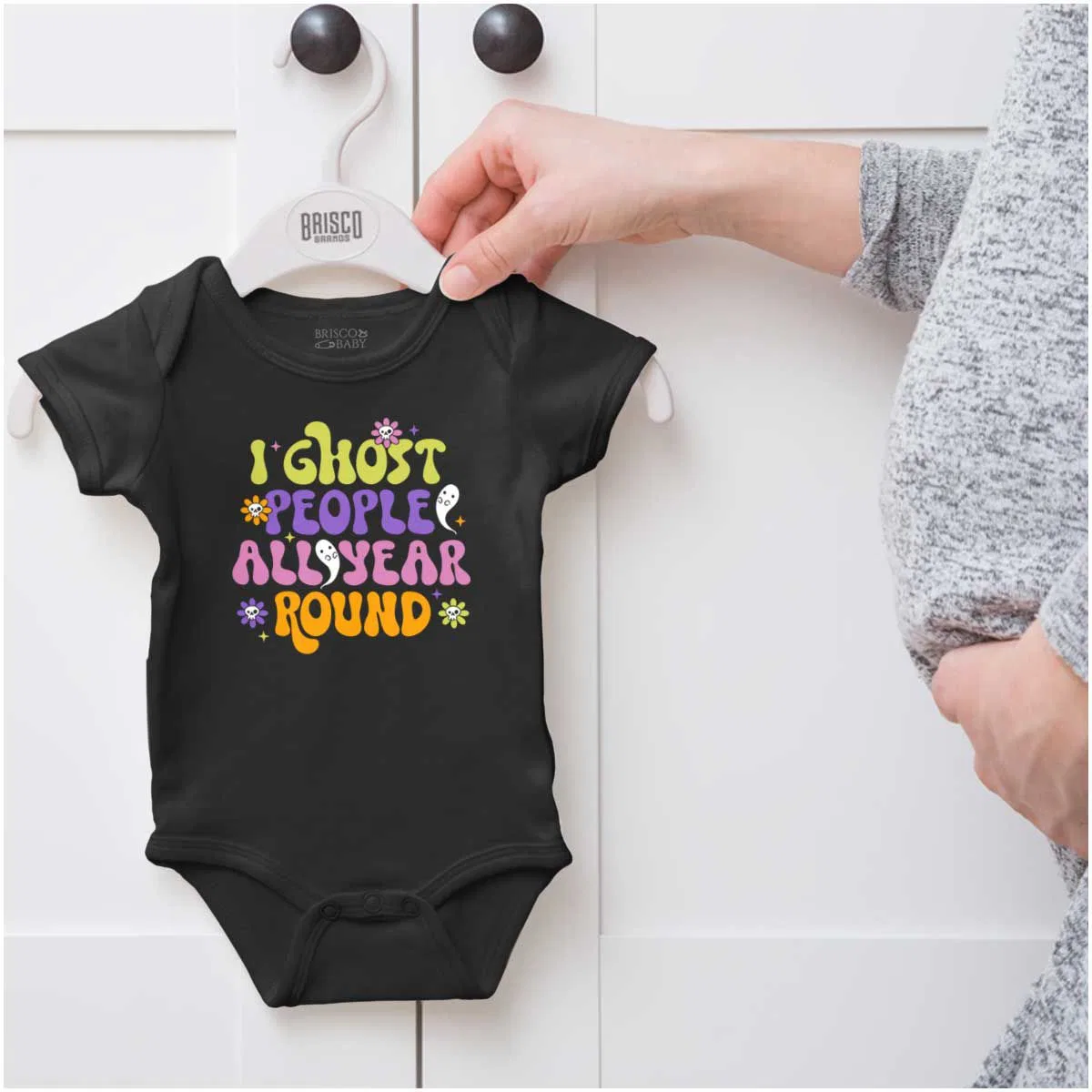 Детское боди с коротким рукавом Funny I Ghost People All Year Round Brisco Brands, Black — фото 4