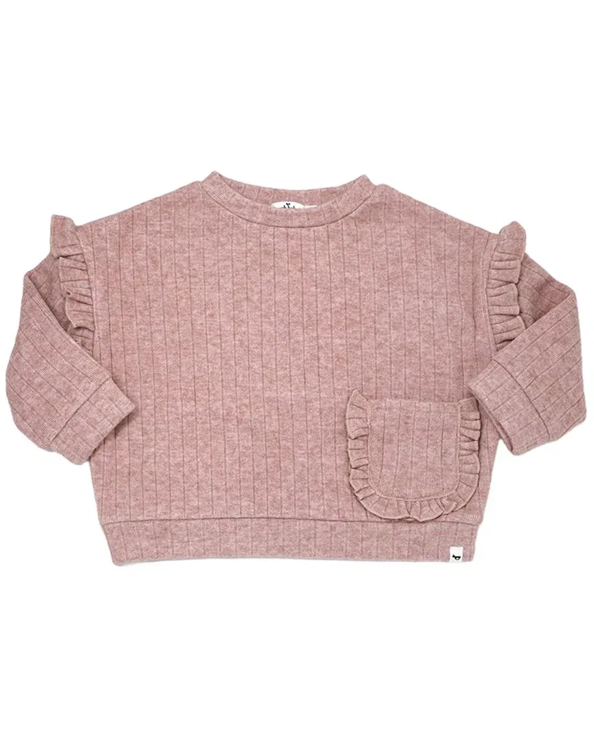 Детский свитшот с воланами на рукавах Wide Rib Sweater oh baby!, розовый — фото 2