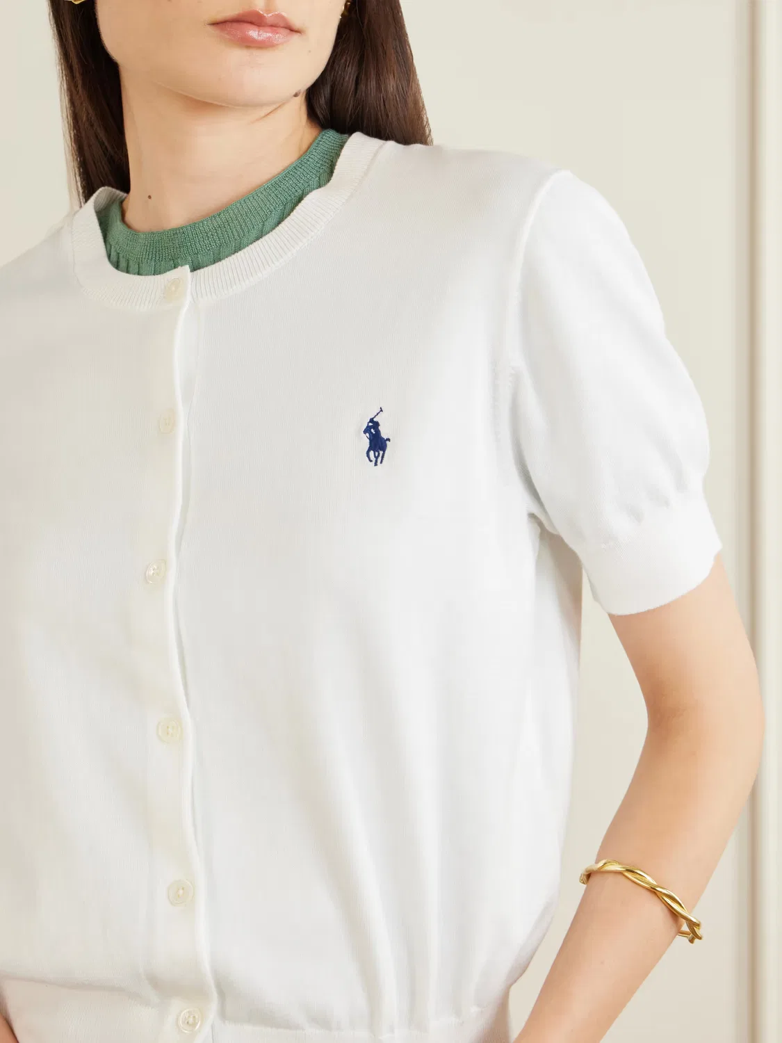 Кардиган из хлопковой смеси с вышитым логотипом Polo Ralph Lauren, белый — фото 4