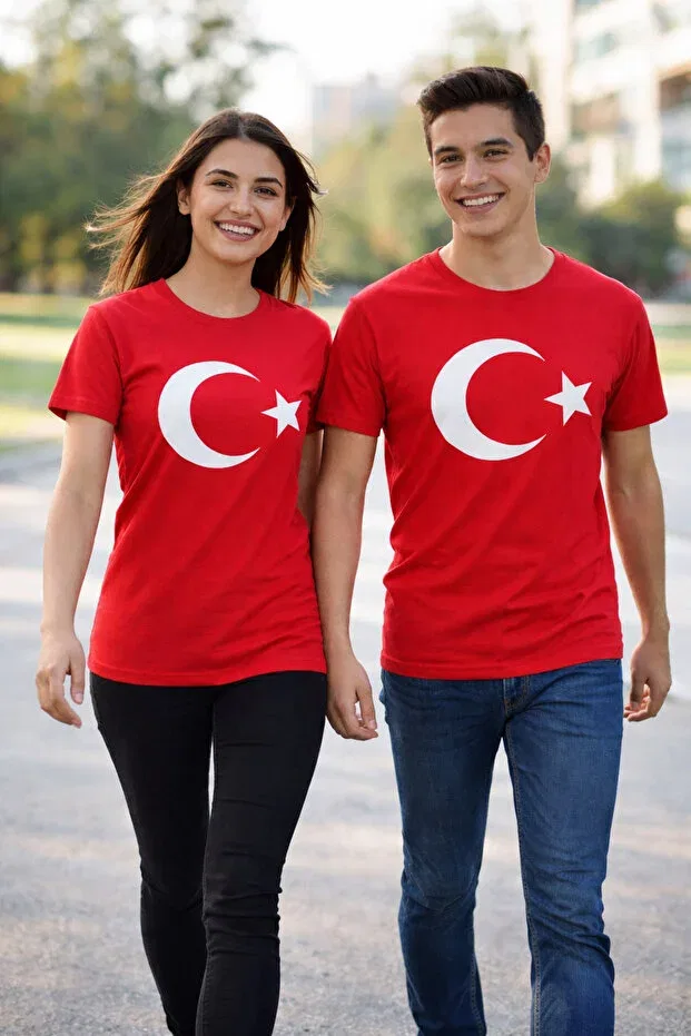 Детский комплект футболок с длинным рукавом с принтом 23 April 19 May Turkish Flag Ocke, Red — фото 2