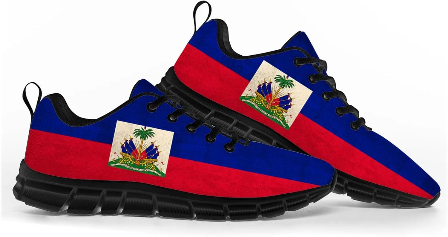 Детские кроссовки для девочек с принтом флага Гаити SHOESZSXHCF, Blue Red