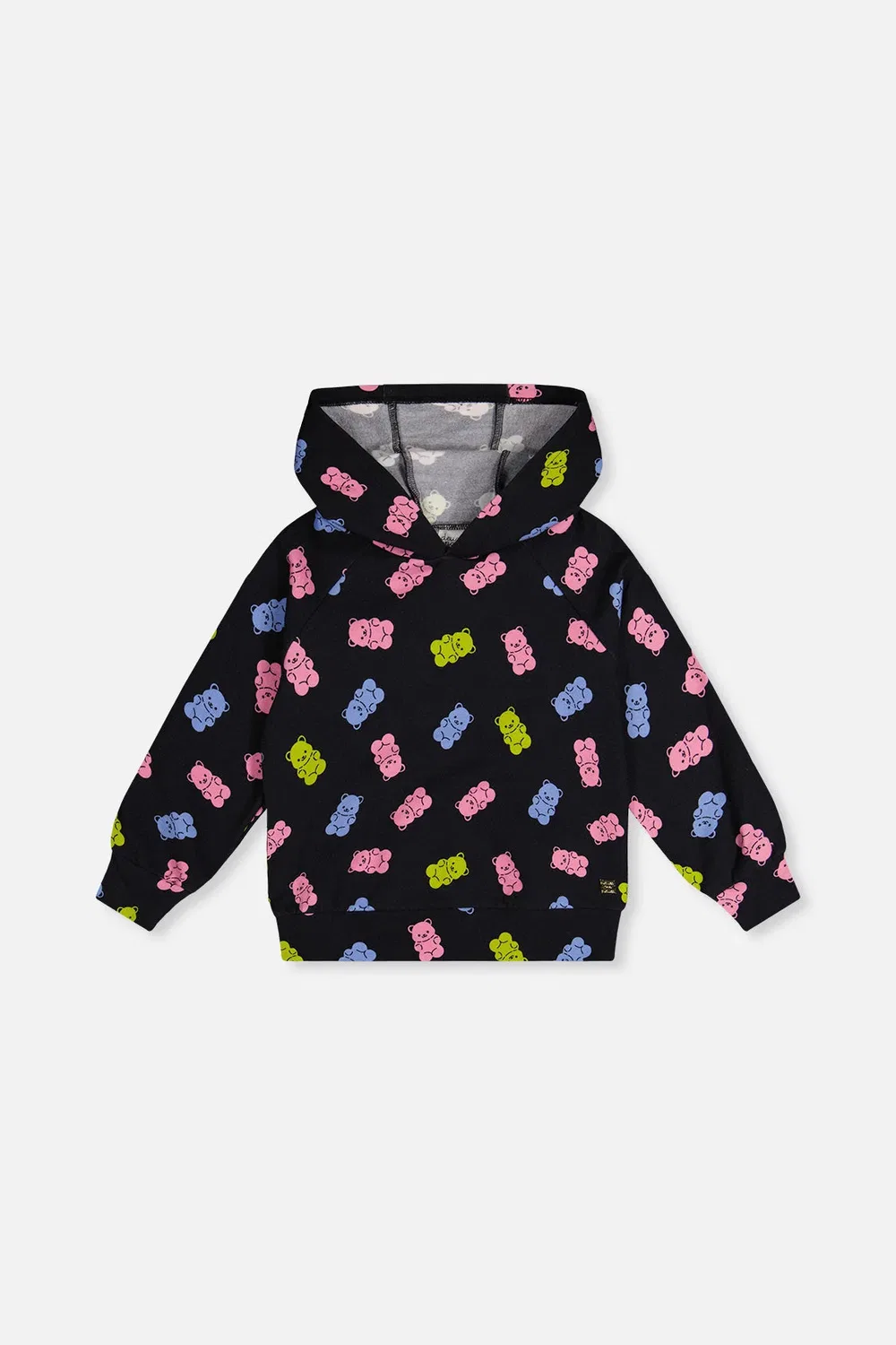 Детское худи с принтом Black Printed Gummy Bears Deux par Deux, Black Printed Gummy Bears