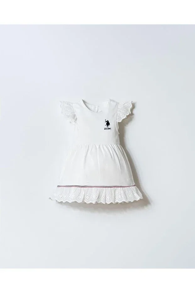 Детское платье для девочек с оборками U.S. Polo Assn., White