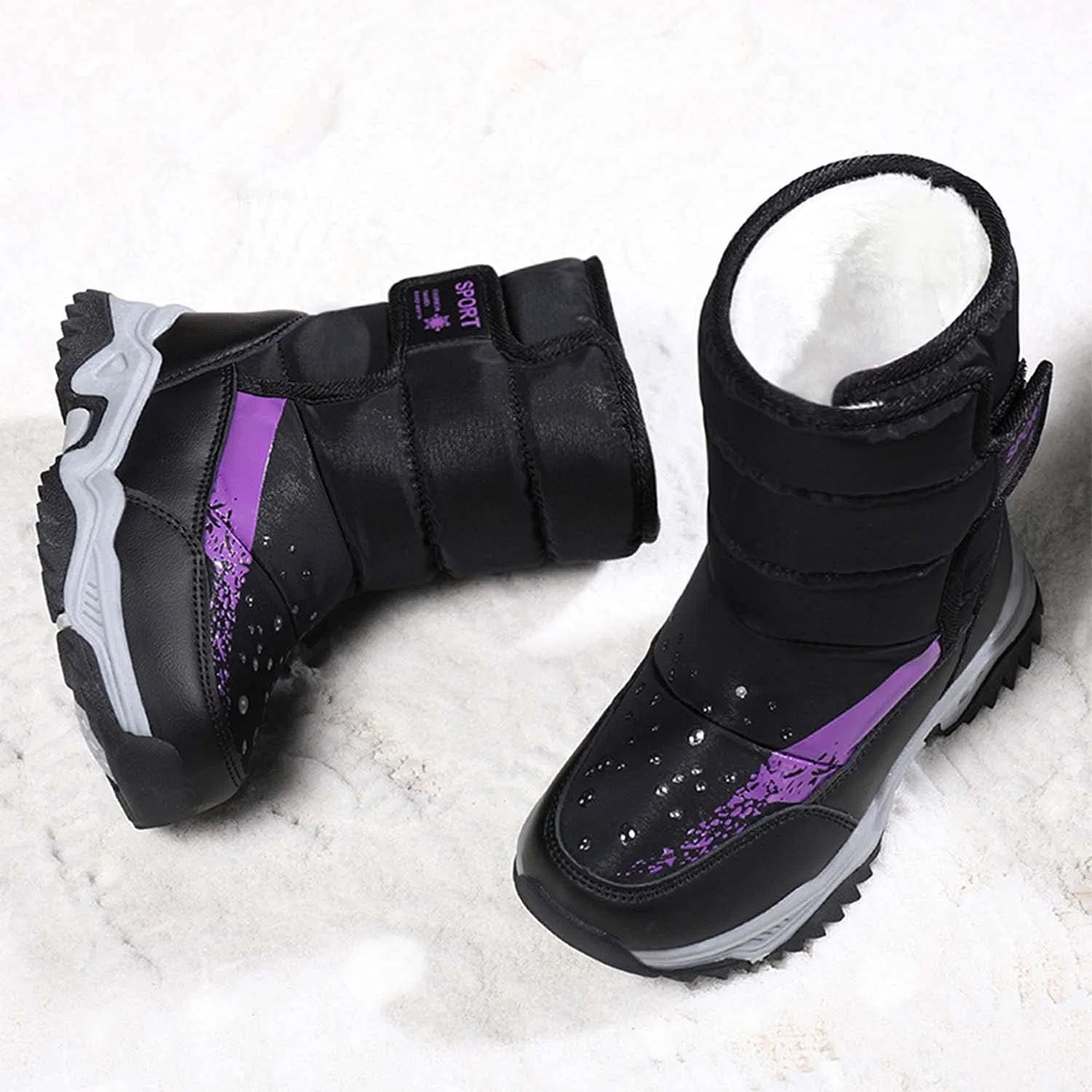 Детские зимние ботинки с меховой подкладкой Snow Boots Eliogn, Black — фото 4
