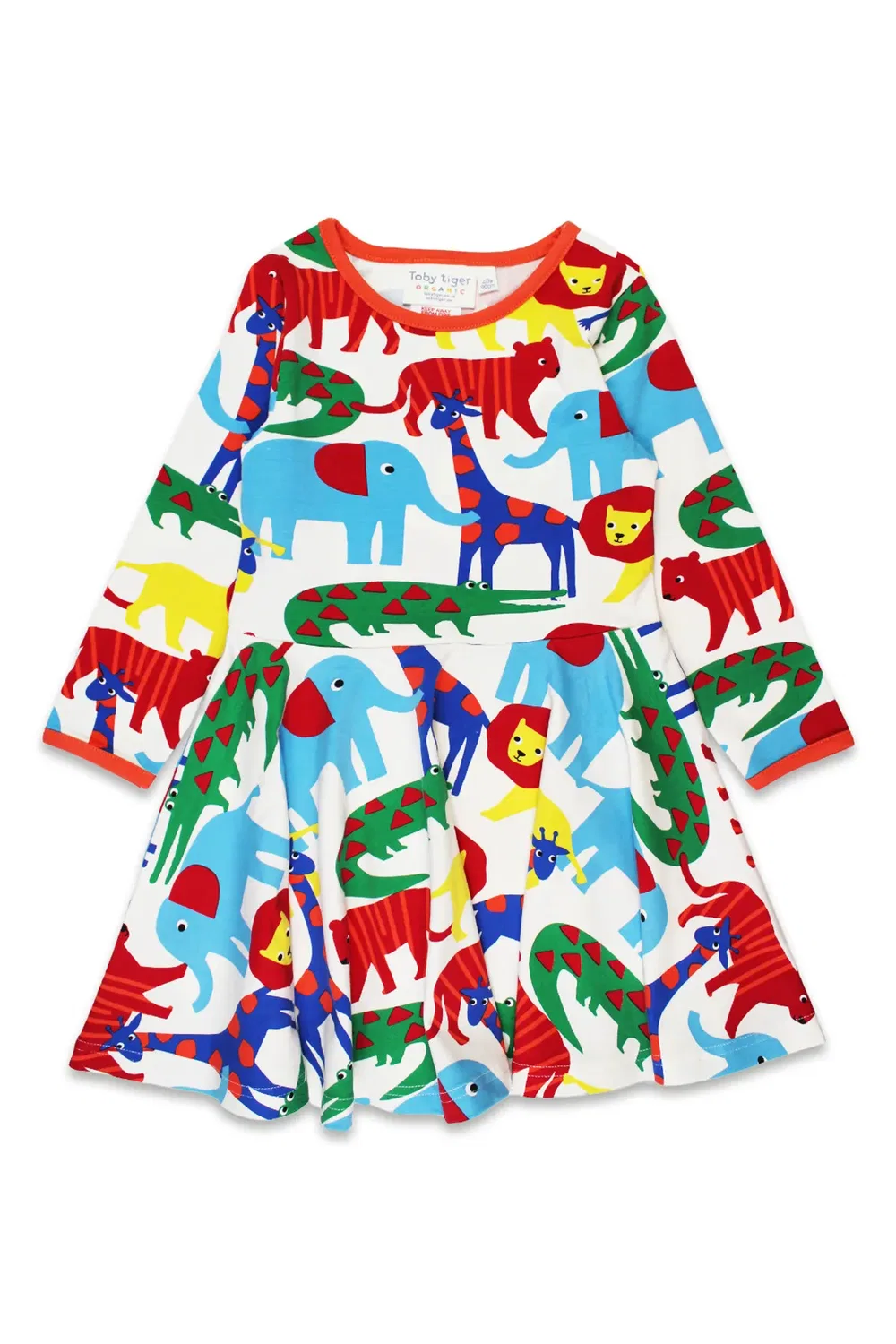 Детское платье-трапеция с длинным рукавом Safari print Toby Tiger, Multi