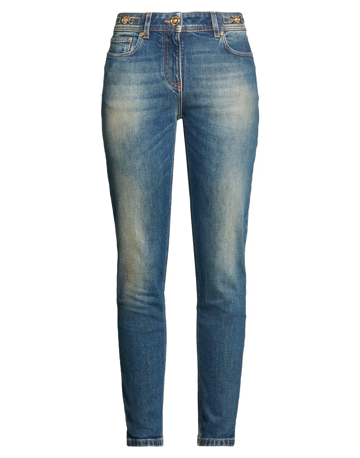 Женские джинсы скинни с логотипом Versace, синий