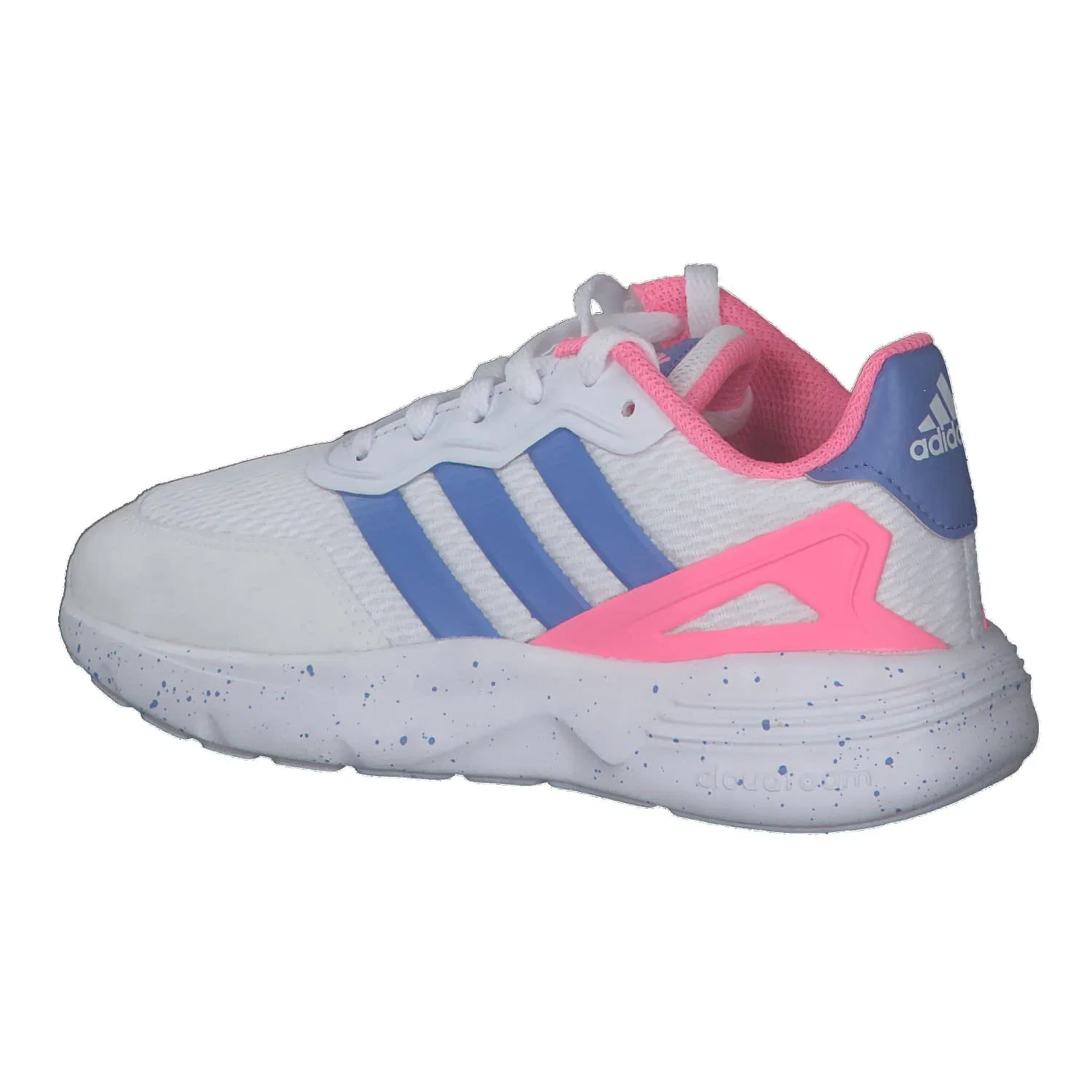 Детские кроссовки для мальчиков с принтом Nebzed Lifestyle Lace Running Adidas, Cloud White Blue Fusion Beam Pink — фото 3