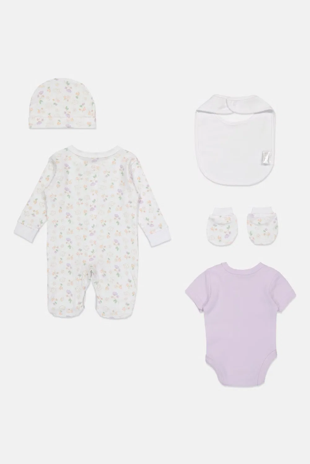 Комплект боди с принтом и слюнявчиков, 5 предметов, Rock-A-Bye Baby Boutique, разноцветный — фото 3