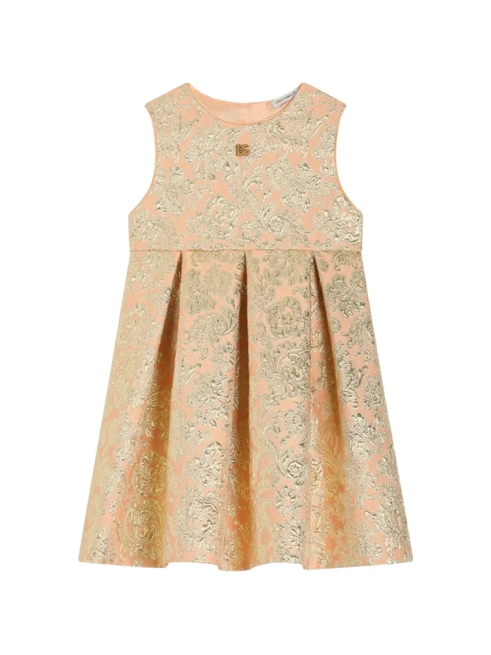Жаккардовое платье с плиссировкой Dolce & Gabbana Kids, бежевый