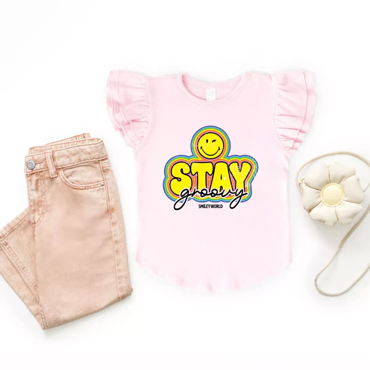 Детское платье-футболка для девочек с принтом SmileyWorld Stay Groovy The Juniper Shop, Ballerina — фото 3