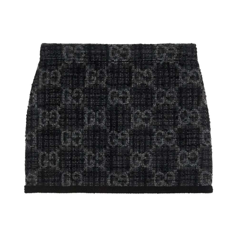 Женская юбка из твида с монограммой GG, модель Tonal Gg Tweed Skirt, GUCCI, Dark Gray