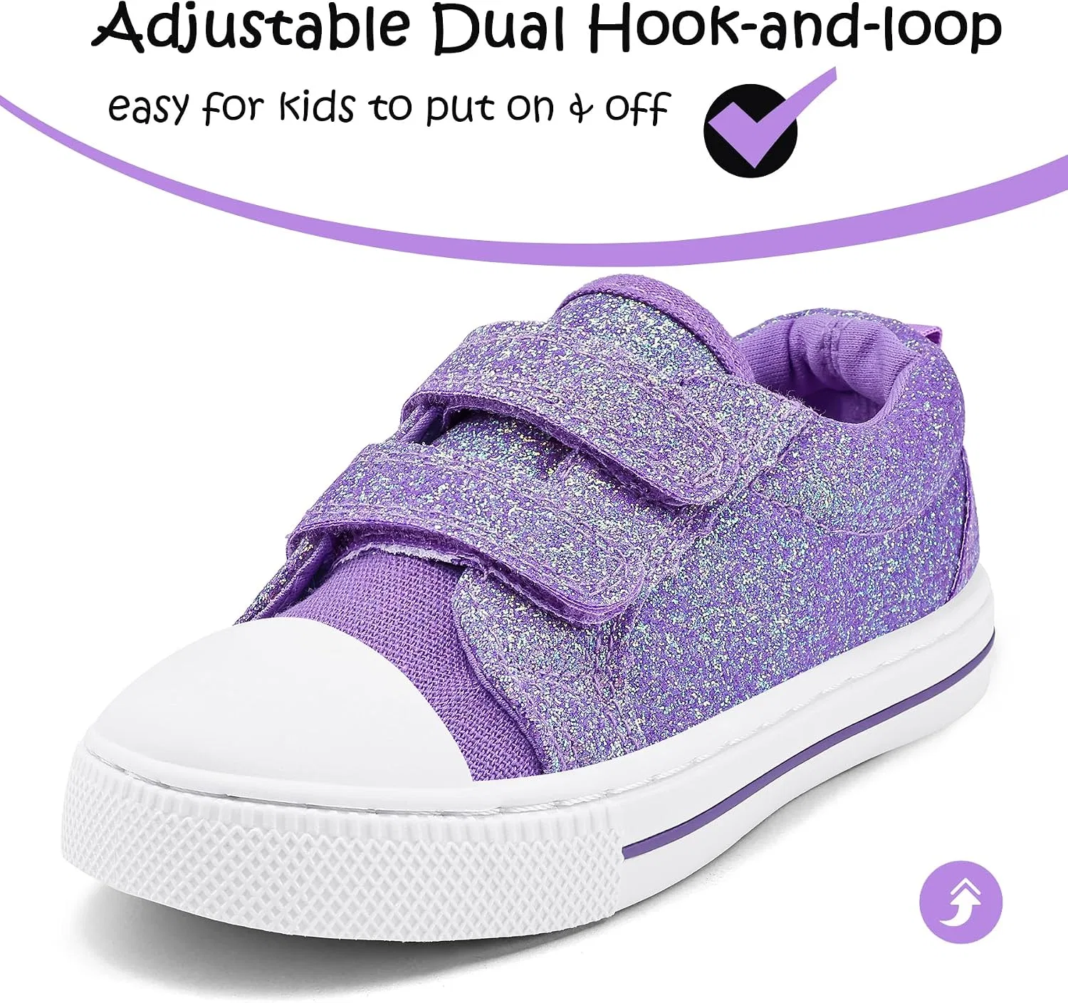 Детские кроссовки для мальчиков и девочек с мягкой подошвой K KomForme, Purple Glitter — фото 2