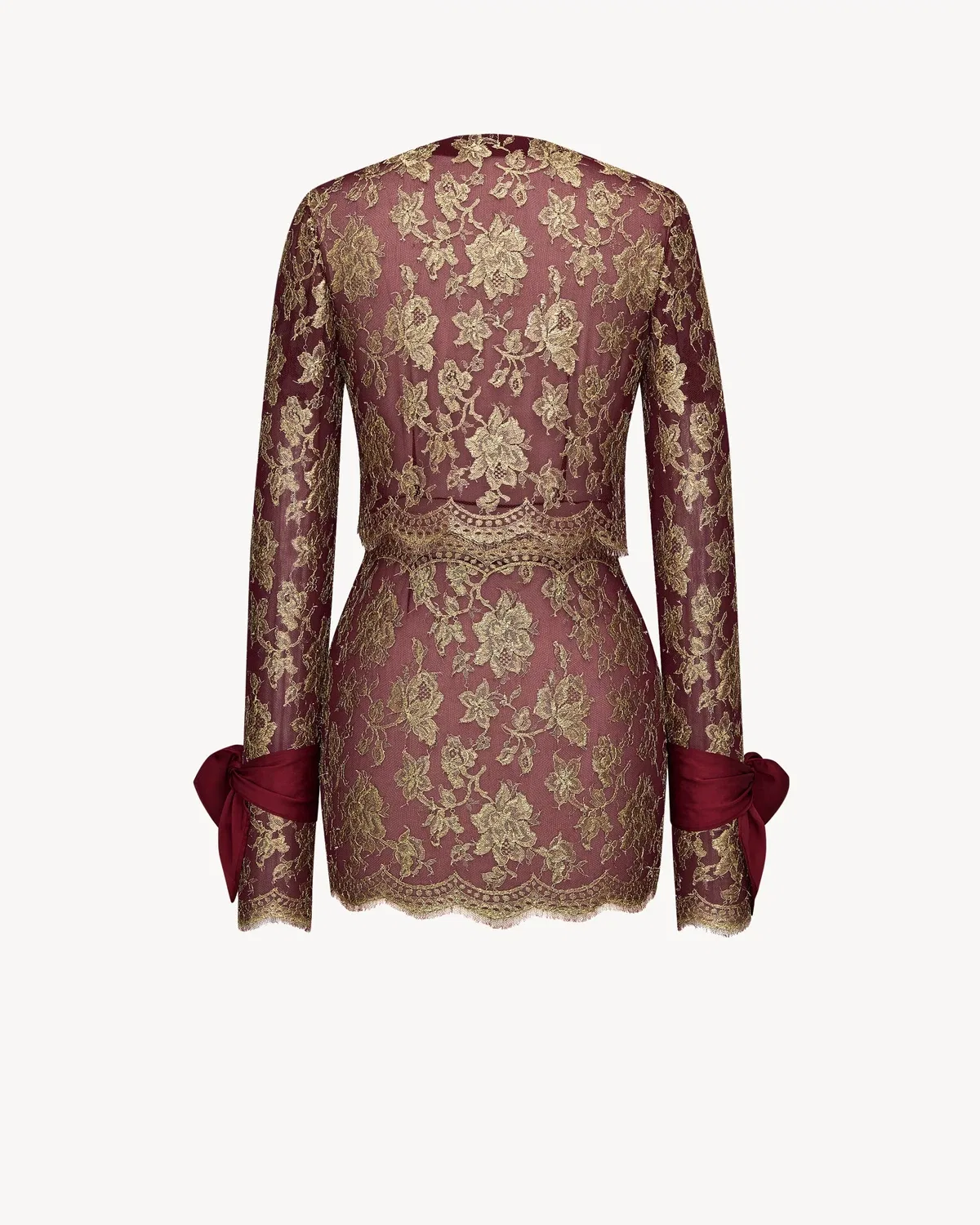 Мини-платье из кружева с длинным рукавом, Saint Laurent, фиолетовый — фото 3