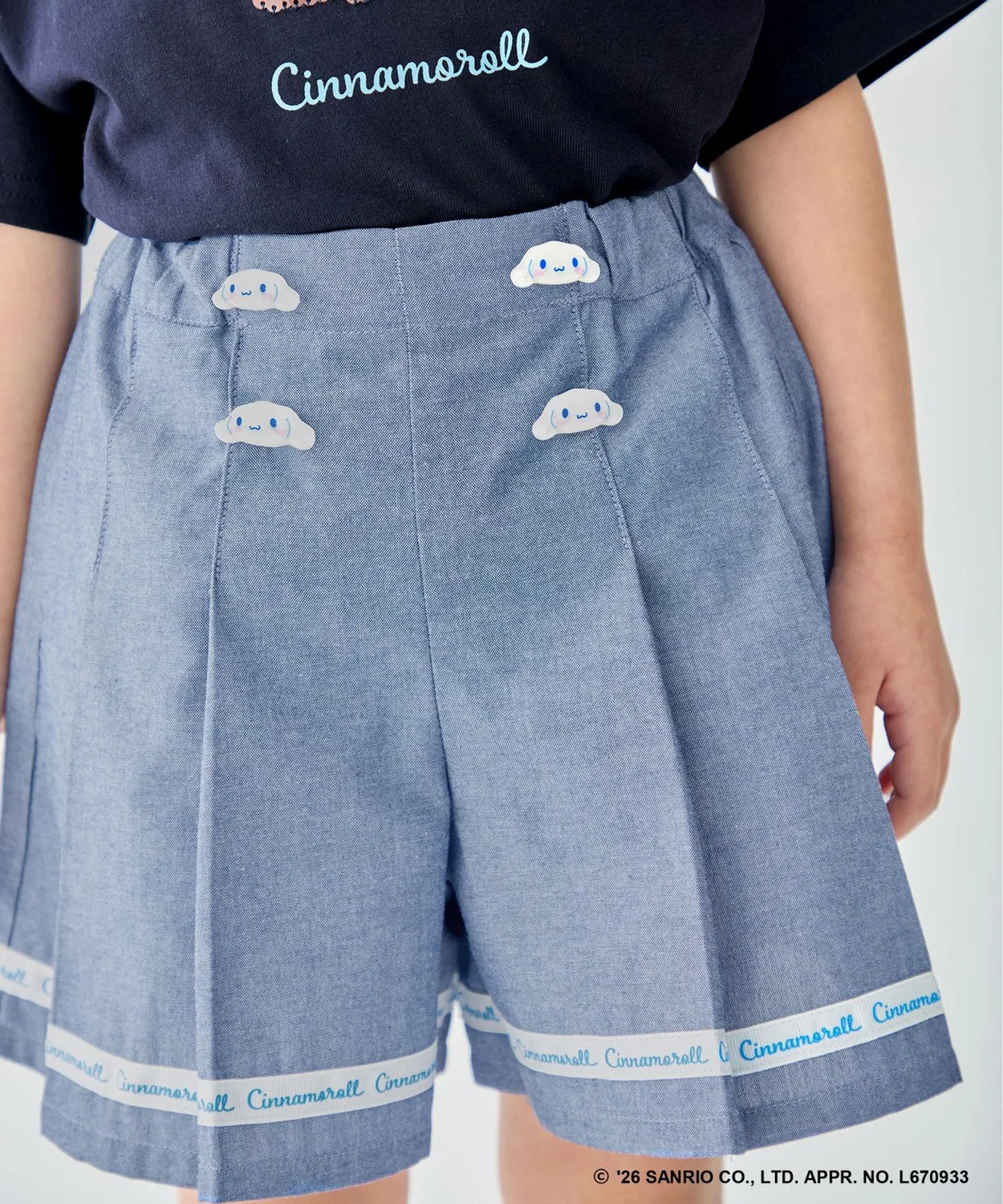 Детские шорты для девочек с принтом Sanrio Characters Black Gingham Sanrio, Черный Гингем — фото 2
