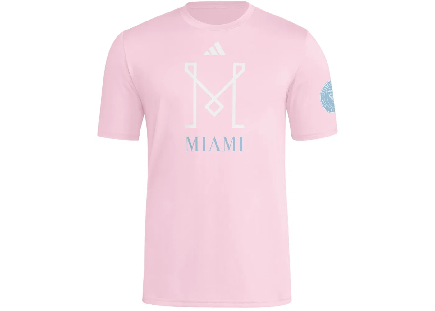 Мужская футболка с принтом Inter Cf Short Sleeve Pre-Game Tee Adidas, цвет Miami True Pink