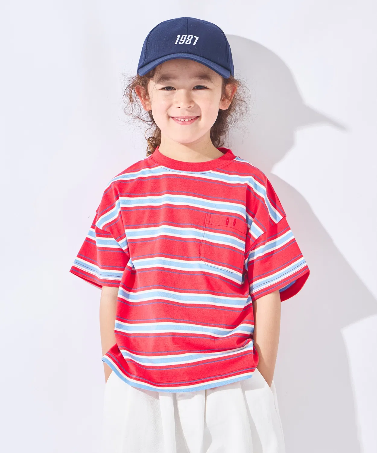 Детская футболка с коротким рукавом, в полоску, ever closet, Red