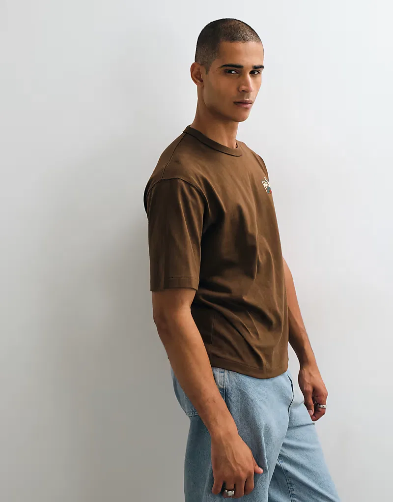 Футболка Polo Ralph Lauren Sport свободного кроя, коричневый — фото 4